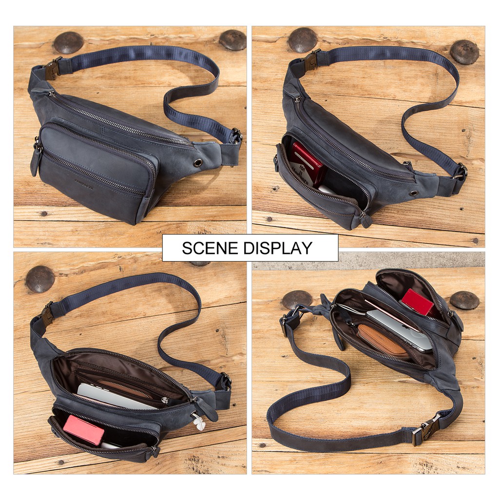 Túi đeo thắt lưng CONTACT’S MB169 bằng da thật cao cấp thời trang cá tính cho nam | BigBuy360 - bigbuy360.vn