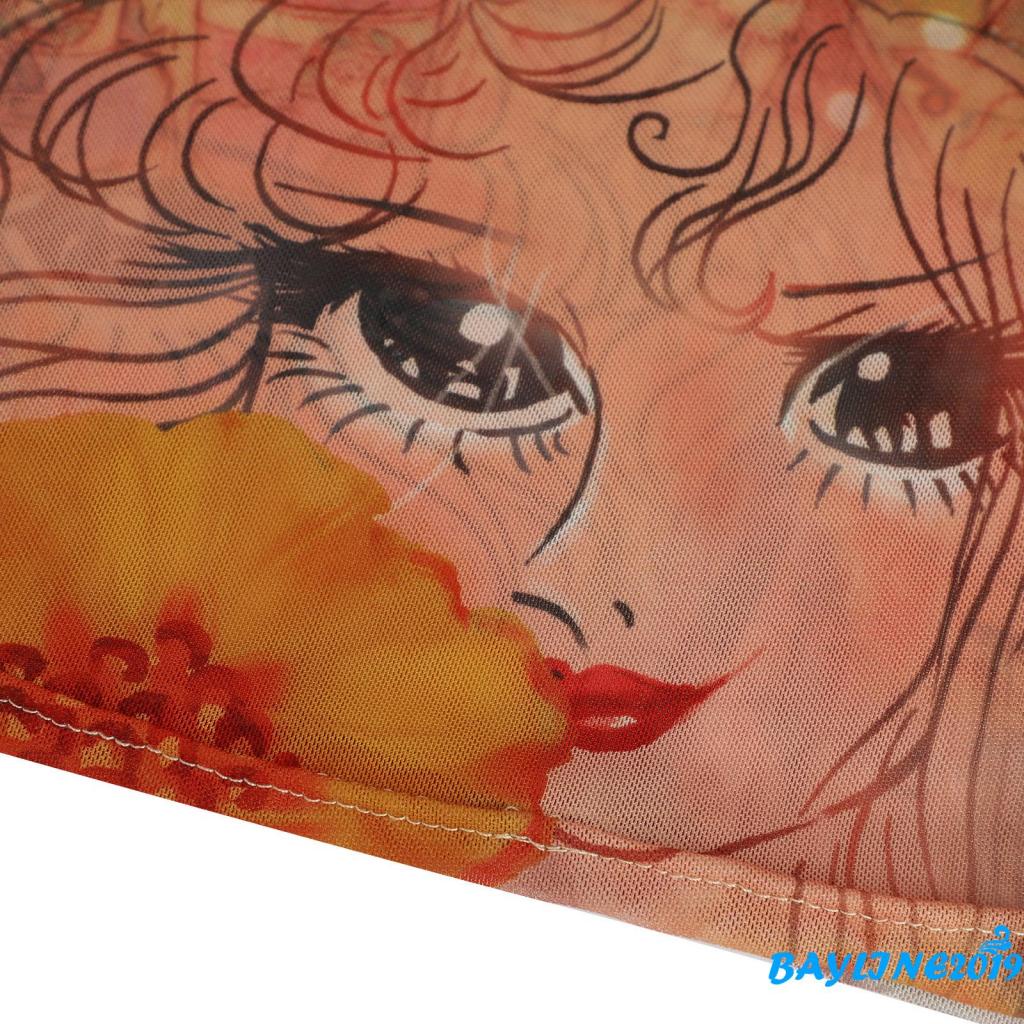 Áo lửng tay dài cổ tròn in hoạt hình hợp thời trang cho nữ