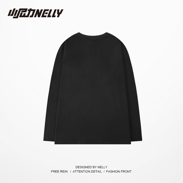 Áo thun dài tay NELLY cotton 100% dáng unisex form rộng in hình panicked mã N0163