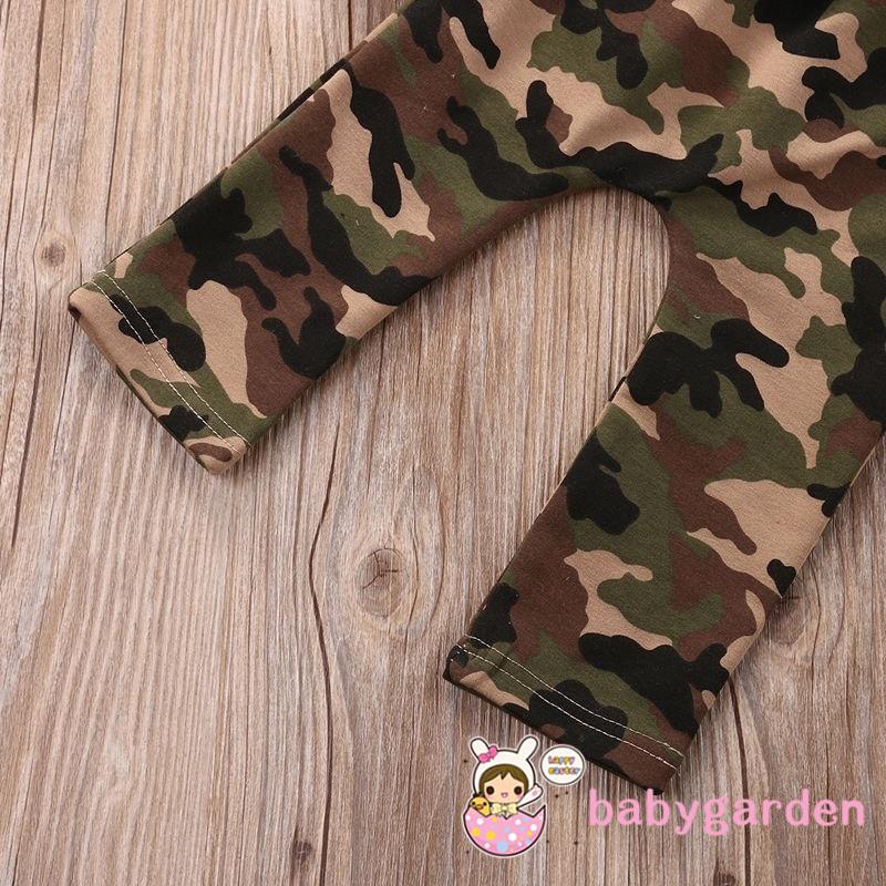 Bộ Áo Tay Dài Và Quần Dài Vải Thun Họa Tiết Camo Cho Các Bé Nhỏ