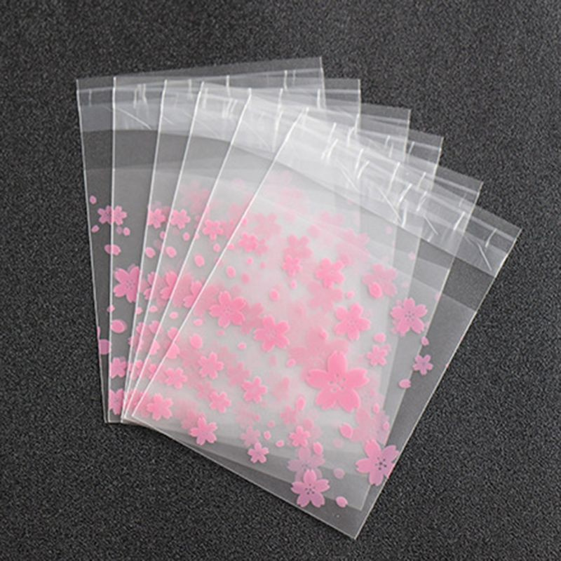 Set 100 Túi Nhựa Đựng Bánh Kẹo In Họa Tiết Hoa Dễ Thương 3 Kích Cỡ