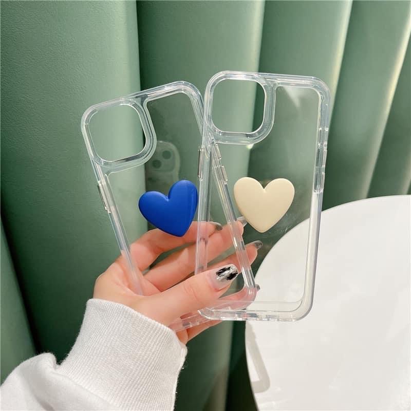 Ốp iphone Space trong suốt hình trái tim nổi Silicon dẻo viền vuông 7/8/7plus/8plus/x1/11promax/12/12promax/13/13pro/max