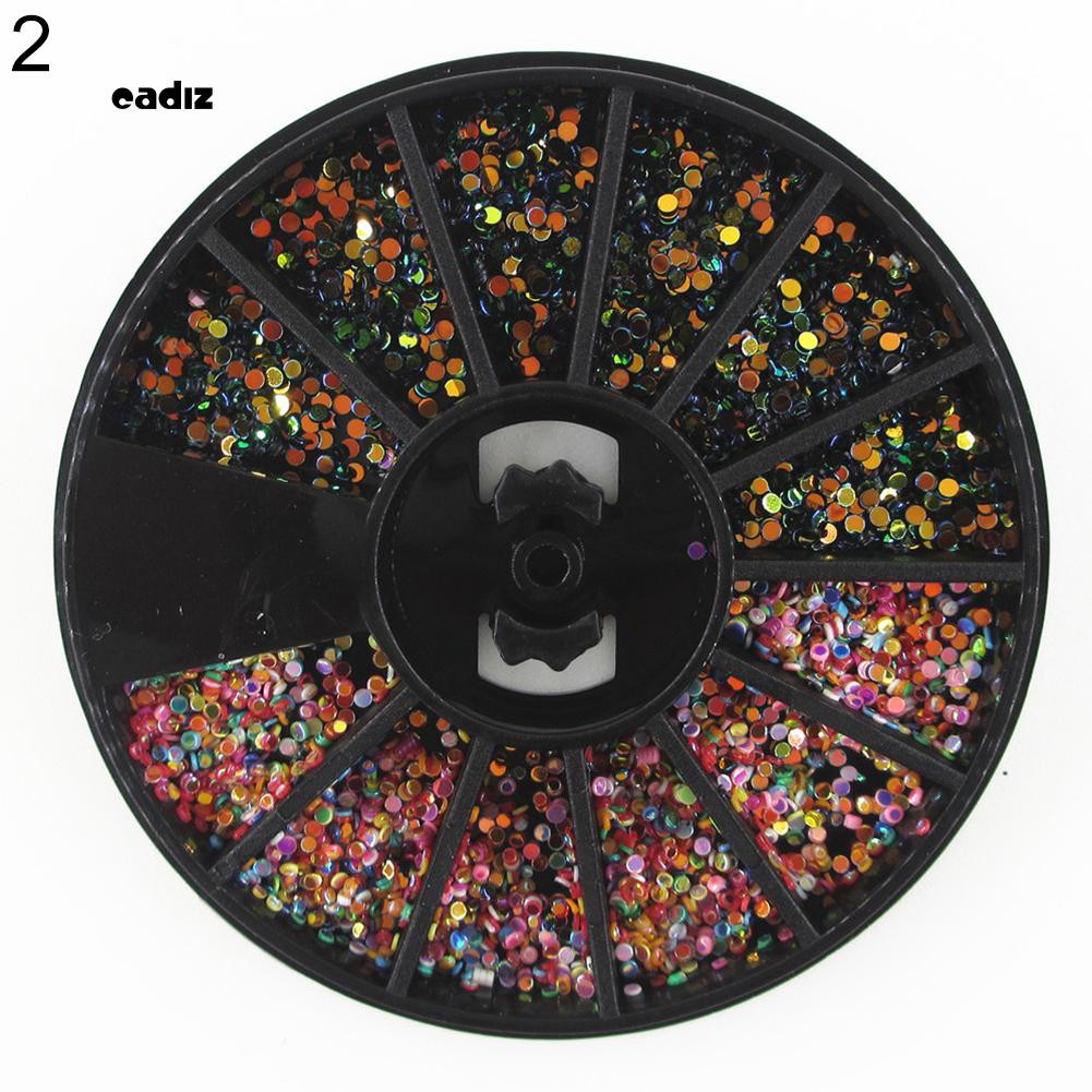 [Hàng mới về] Hộp hình bánh xe đựng đá trang trí móng tay nghệ thuật tự hoàn thiện tiện dụng 1mm