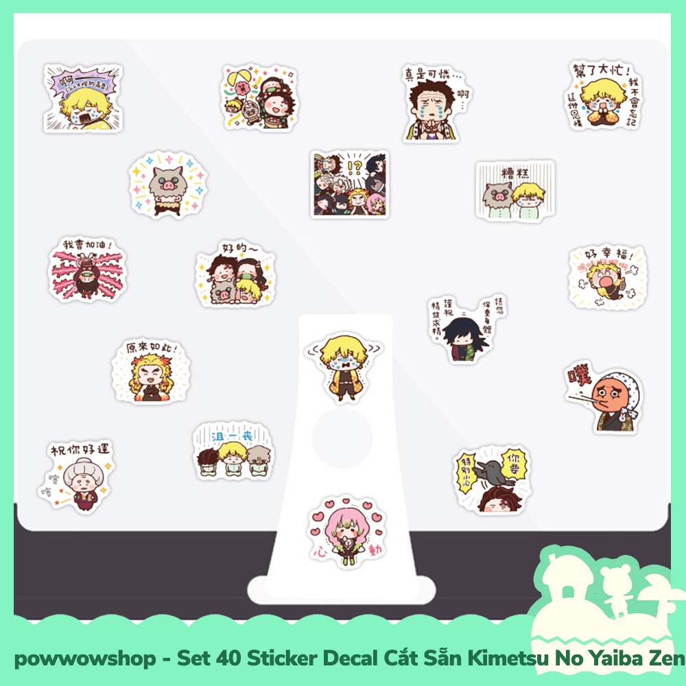 [Sẵn VN - Hỏa Tốc] Set 40 Sticker Mini Decal Dán Trang Trí Vật Dụng Mẫu Kimetsu No Yaiba The Days Of Zenitsu