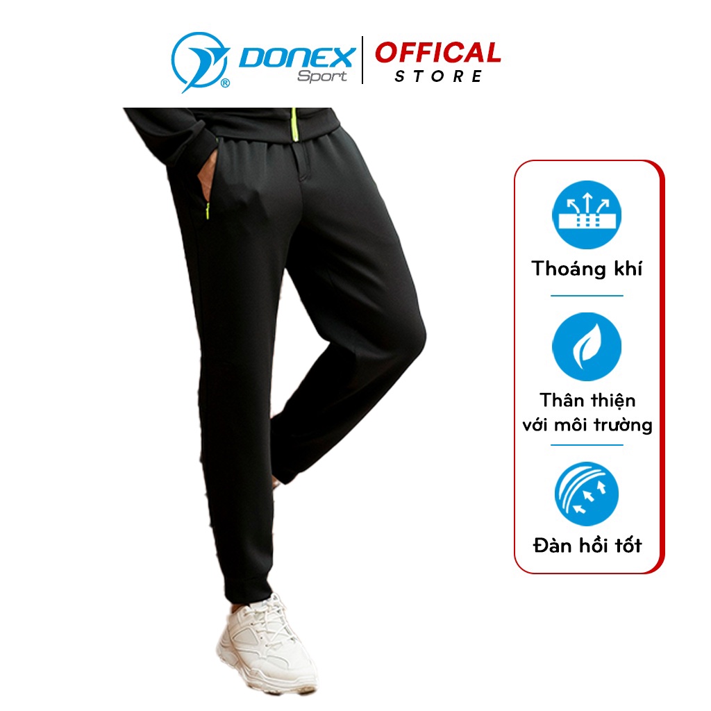 Quần Thể Thao Nam DONEXPRO Đen Phối Dạ Quang Form Chuẩn, Thiết Kế Năng Động, Chất Liệu Cao Cấp Thoải Mái MD-644-08