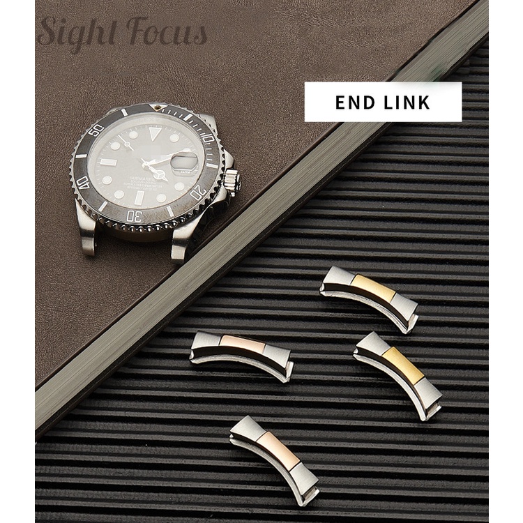 (Only Compatible with Rubber Strap) 20mm Curved End 2pcs Solid Endlink for Rolex Daytona Cosmograph Submariner YachtMaster Datejust GMT Tudor AirKing Explorer Connector End Links