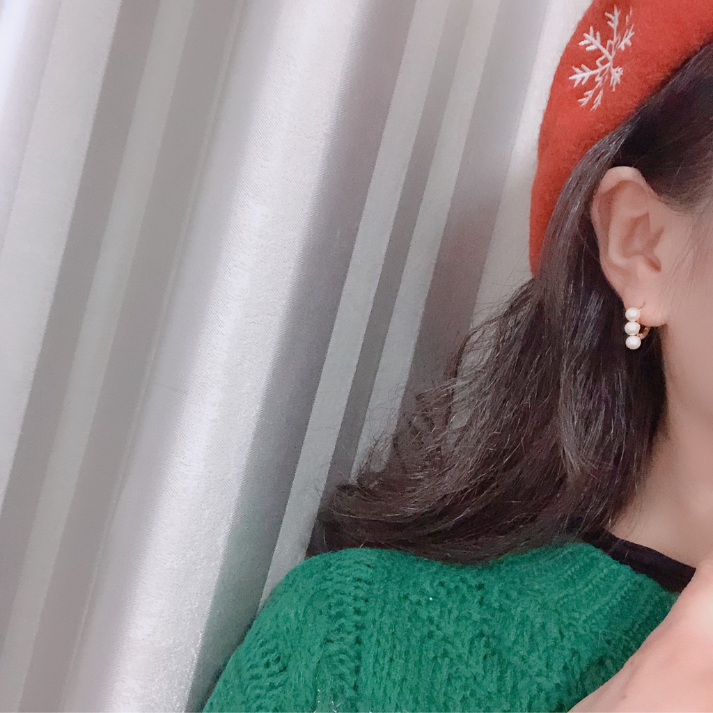 Bông tai bạc EVERMORE, khuyên tai bạc 925 ngọc trai nhân tạo 3 viên, phong cách minimalist, thanh lịch - H023