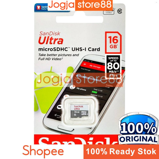 Thẻ Nhớ Sandisk Ultra Microsdhc Class 10 (80Mb / S) 16gb