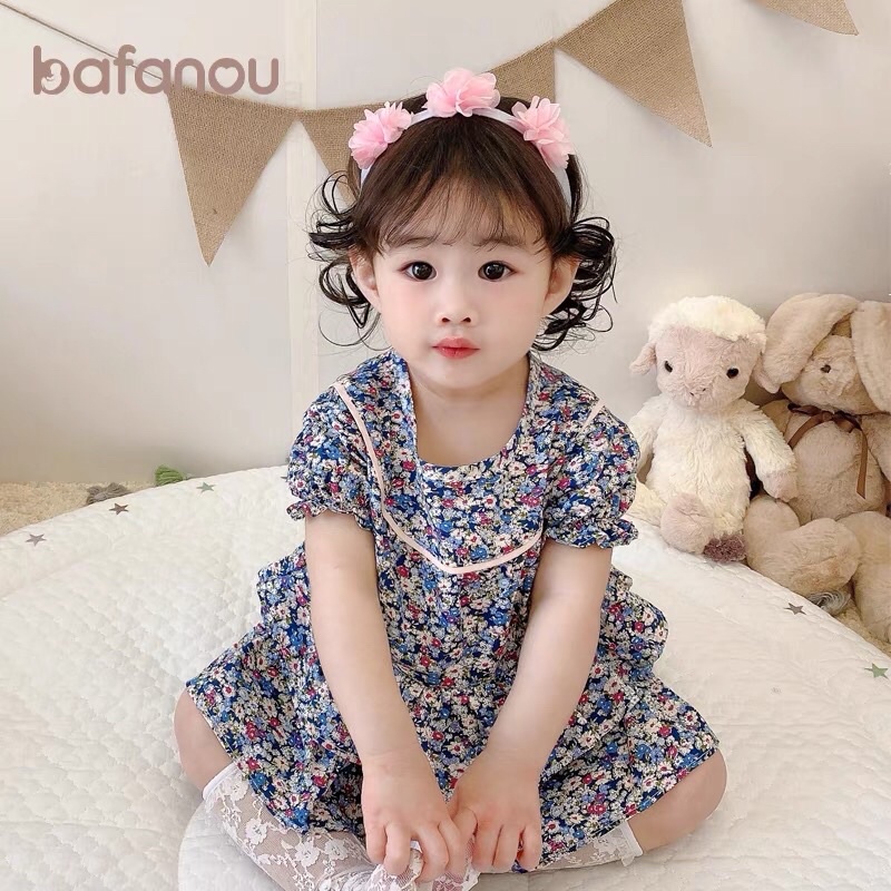 Body váy hoa xanh nhí công chúa cho bé gái 0-2 tuổi tặng kèm băng đô
