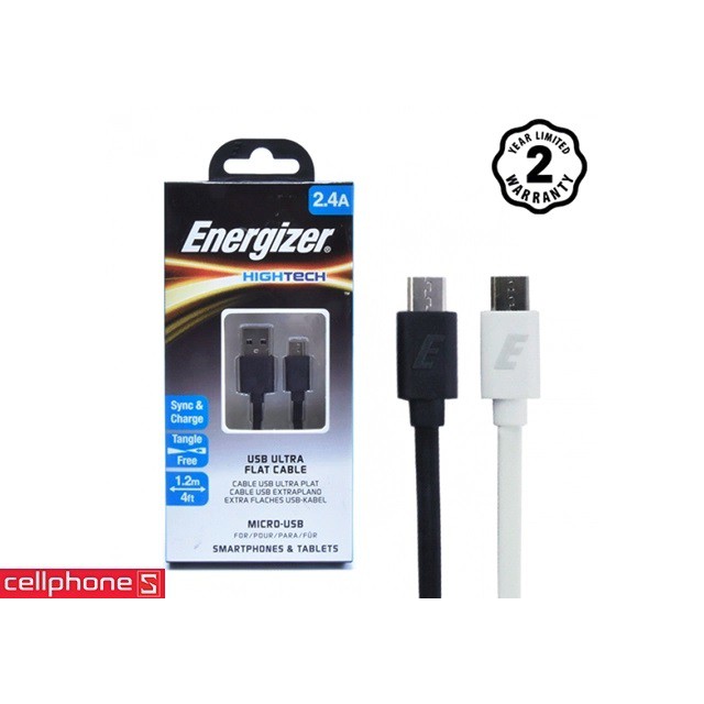 [Xước hộp, -30%] Cáp Energizer Hightech Micro USB Flat 1.2 m C21UBMCG