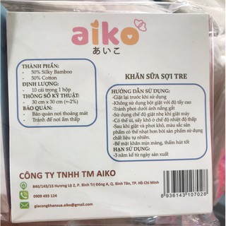 Khăn sữa sợi tre aiko 30cmx30cm