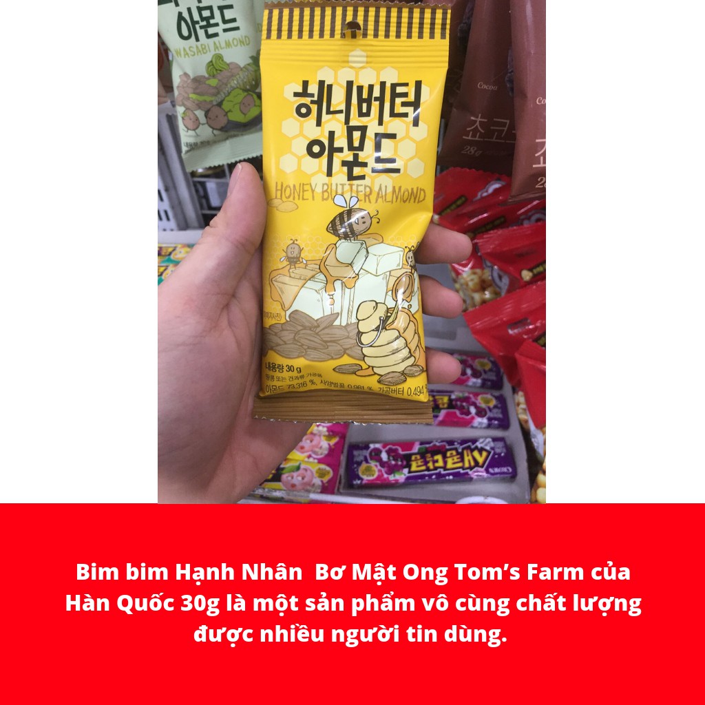 BIM BIM HẠNH NHÂN BƠ MẬT ONG TOM'S FARM 30G