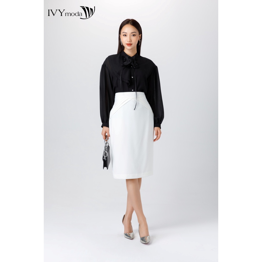 Chân váy bút chì xếp nếp IVY moda MS 31M6604