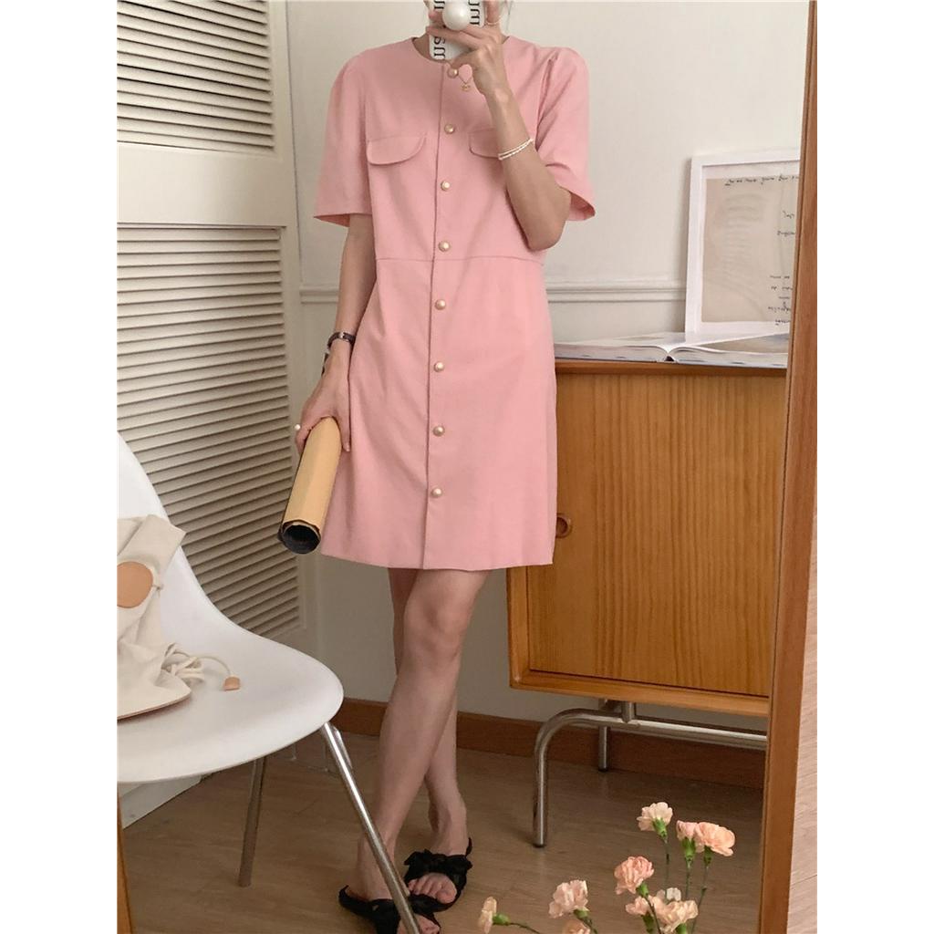 Đầm Ngắn Tay Dáng Vừa Phong Cách Retro Pháp 54254 Dễ Phối Đồ