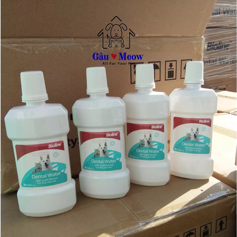 Bioline Dental Water Nước nha khoa vệ sinh răng miệng cho chó mèo 300ml làm sạch chăm sóc răng làm cho hơi thở thơm tho