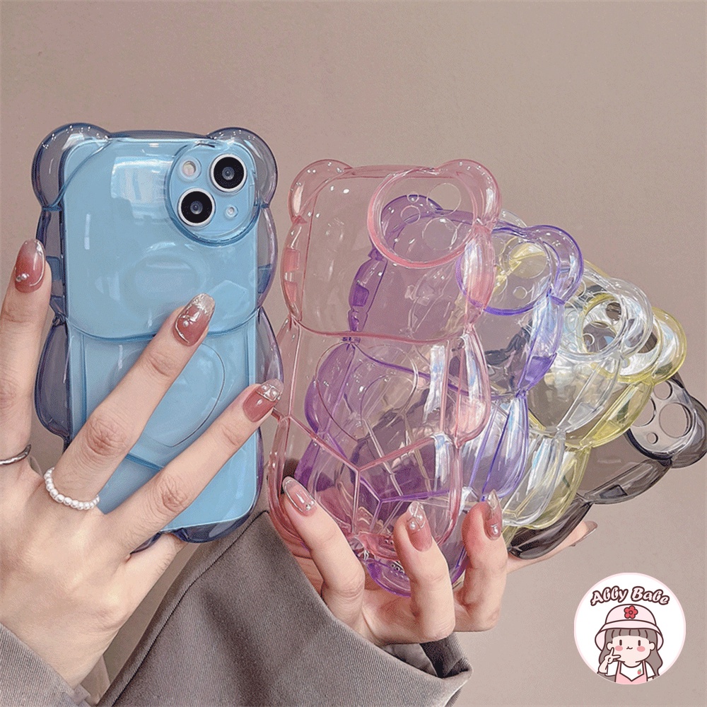 Ốp Điện Thoại TPU Dẻo Trong Suốt Hình Gấu 3D Chống Mồ Hôi Cho Iphone 11 7Plus 13 12 11 Pro Max X XS 12 13 XR