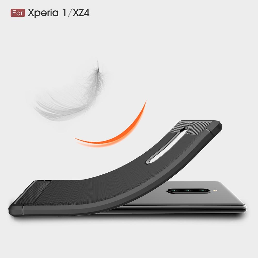 Ốp điện thoại TPU silicon mềm họa tiết sợi carbon cho Sony Xperia 1 Xperia 1 XZ4