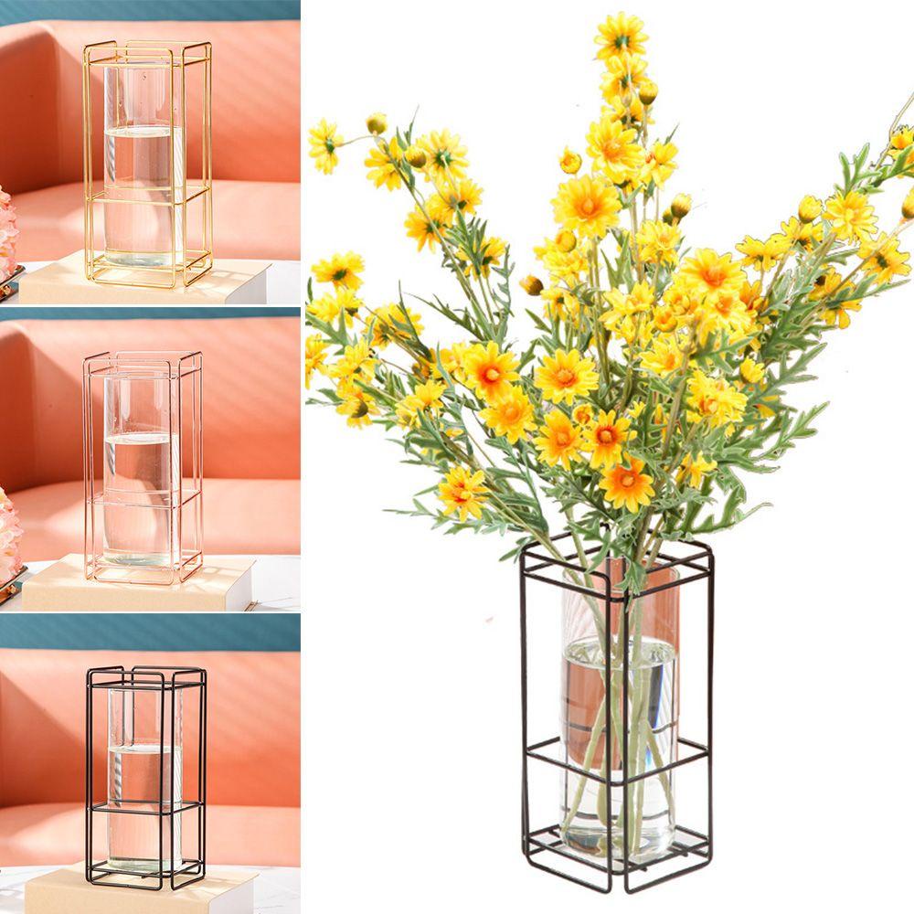 Bình Hoa Thủy Tinh Khung Sắt Nghệ Thuật Trang Trí Phòng Khách / Văn Phòng