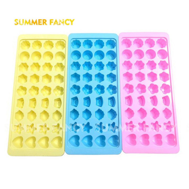 Khuôn rau câu hoa hồng hoa cúc trái tim vỏ sò sao 36 viên - Star Shell Rose Daisy Heart Ice cube tray CH-KD08