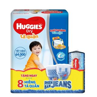 ( tặng 8 miếng tã quần jeans phong cách )  tã quần HUGGIES PANT SUPER JUMBO M74/ L68