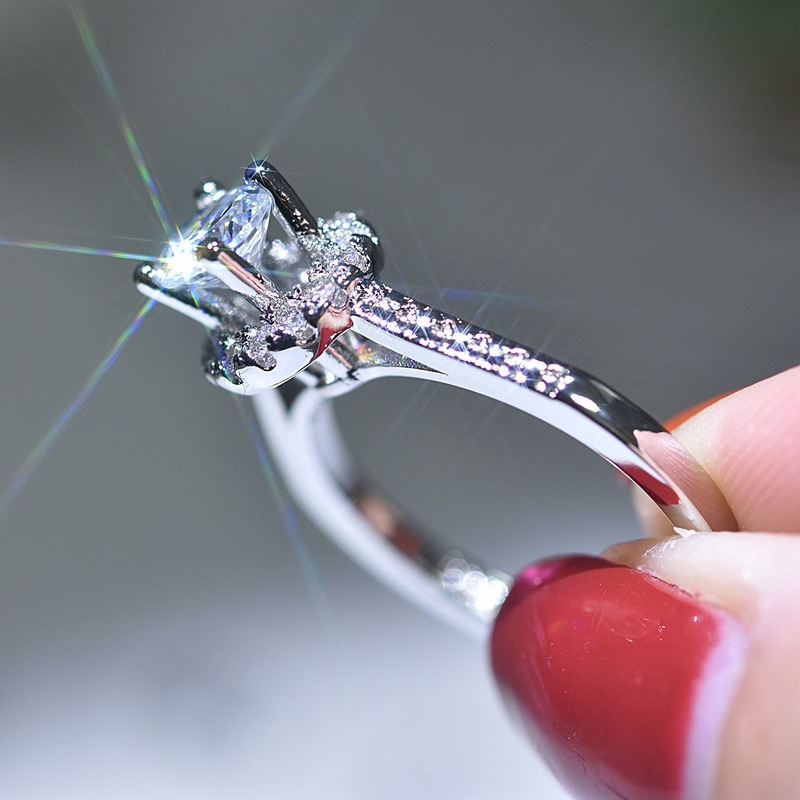 Phong Cách Mới Kim Cương Nhân Tạo Nhẫn Thời Trang Đính Đá Dành Cho Nữ