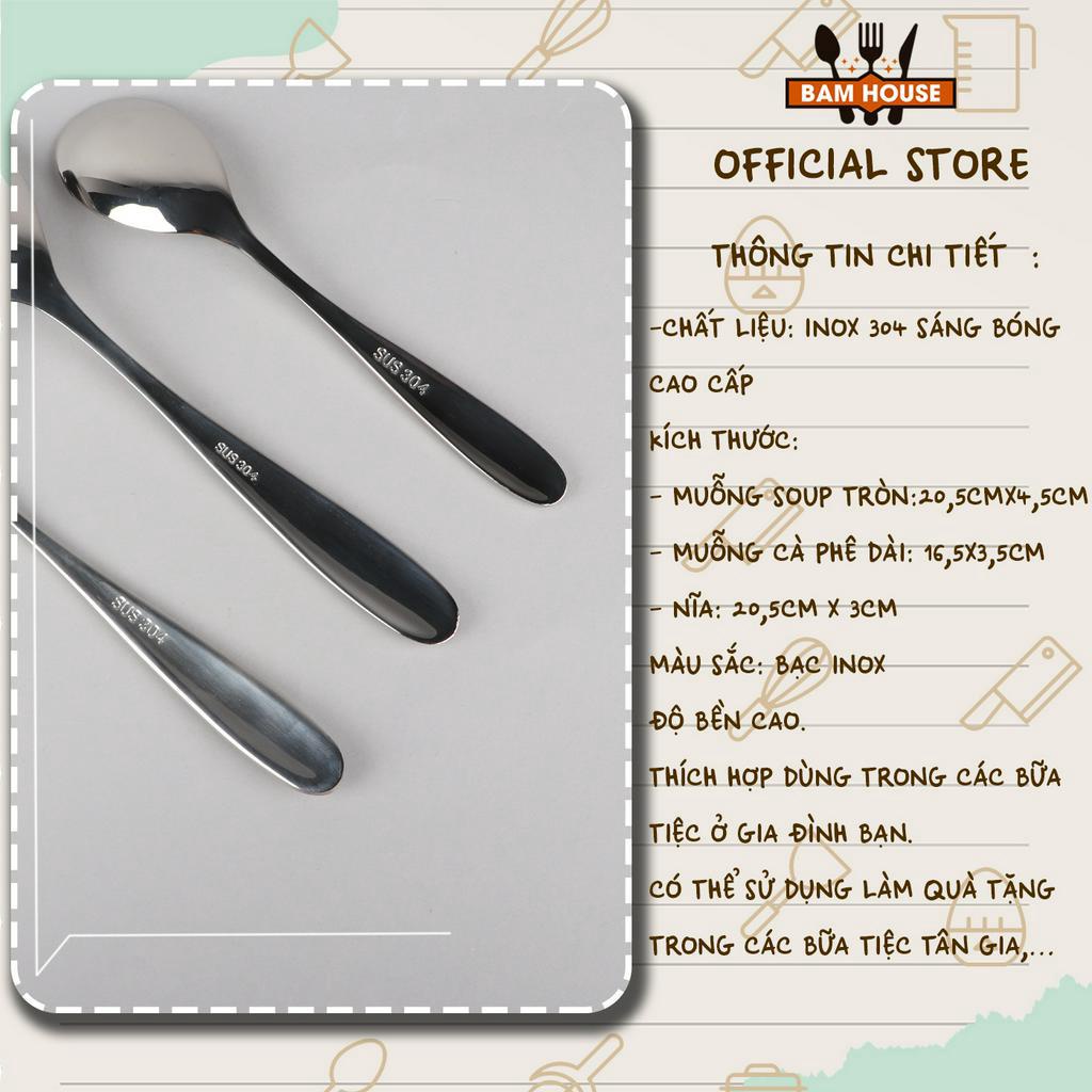 Muỗng Nĩa Bam House inox 304 trăng cao cấp MVS04