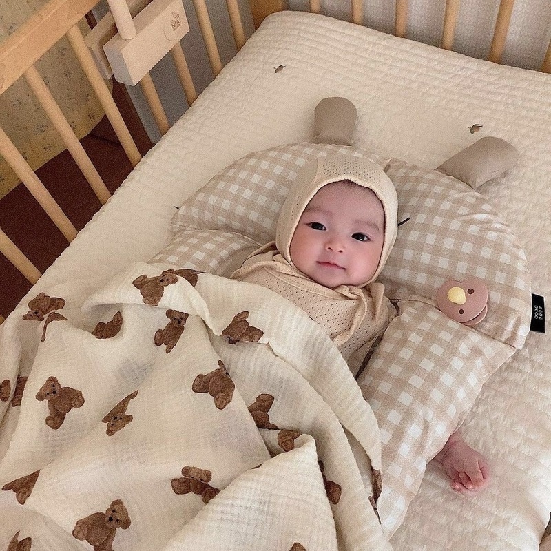 Chăn cotton in hình gấu đáng yêu thoải mái dành cho bé sơ sinh