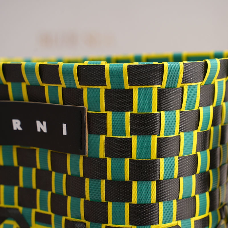 Giỏ Đan Tay Hình Trụ Vuông Nhỏ Phong Cách Mới Đựng Rau Củ Quả Đi Biển / Mua Sắm