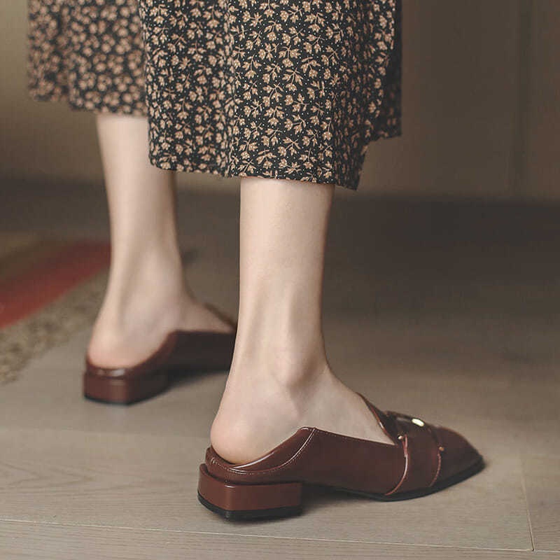 Giày lười bằng da đế dày phong cách cổ điển Anh quốc cho nữ