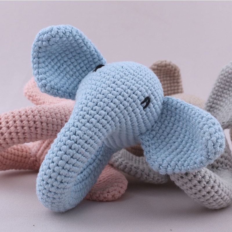 Voi Nhồi Bông Bằng Cotton Đan Móc Dễ Thương Dùng Trang Trí Giường Ngủ / Ghế Sofa