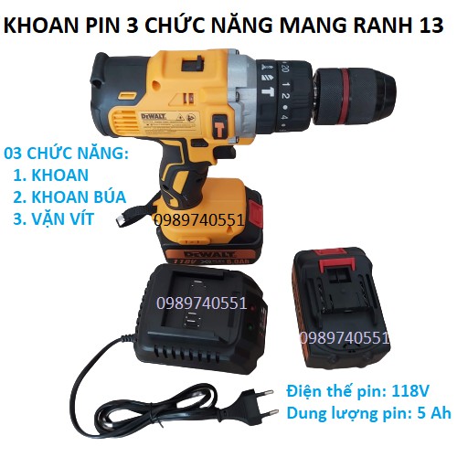 MÁY KHOAN PIN DEWAT 118V MOTOR 775 CÓ BÚA