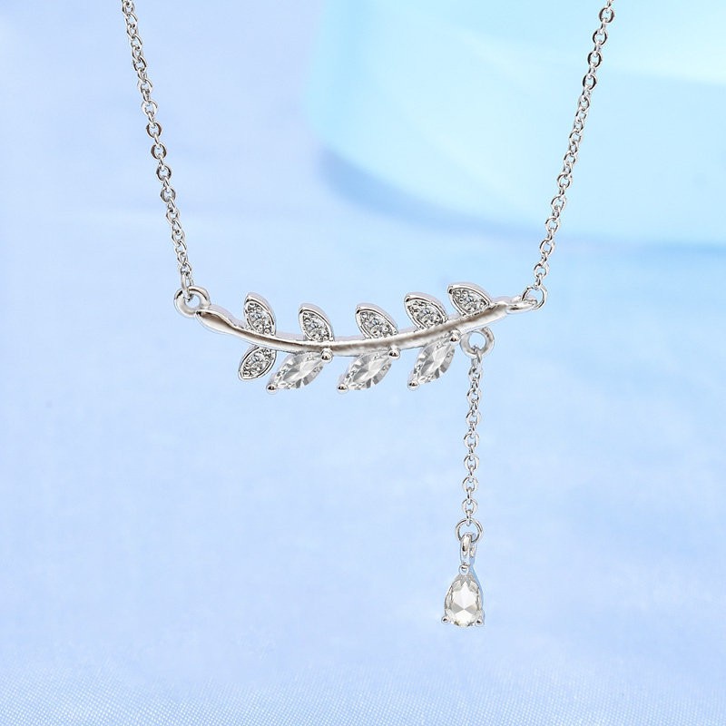 Dây Chuyền Thanh Tao Hình Giọt Sương Rơi Nhánh MEZI Jewelry - ATJ7002