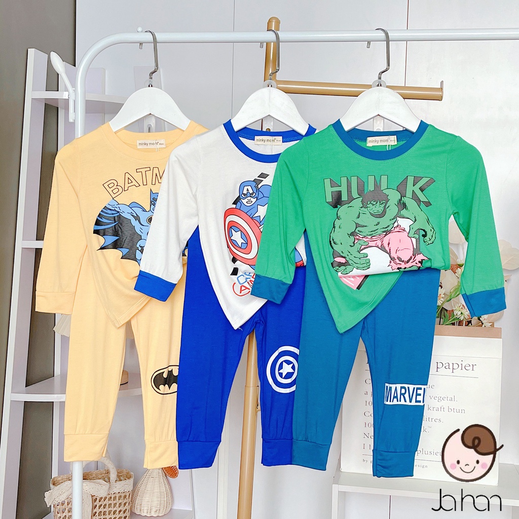 Bộ Dài Tay Bé Trai Minkymom Vải Thun Lạnh In Hình Siêu Nhân Batman, Bộ Quần Áo Thu Đông Cho Bé Mặc Nhà TDSIEUNHAN1