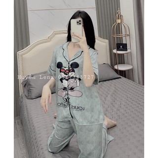 Bộ Pijama lụa áo cộc quần dài