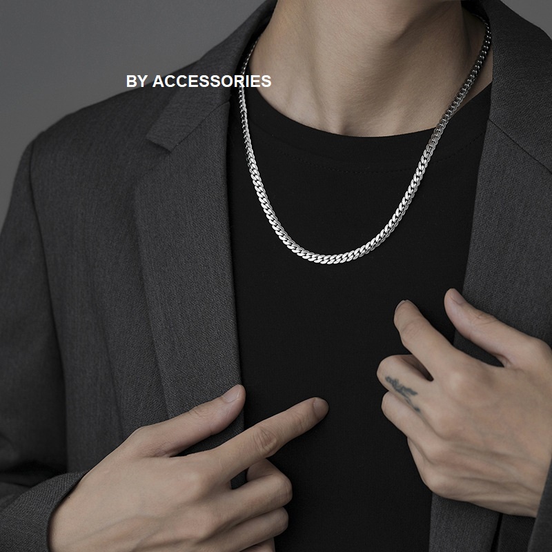 Dây chuyền nam titan xích viền cạnh 6mm không gỉ