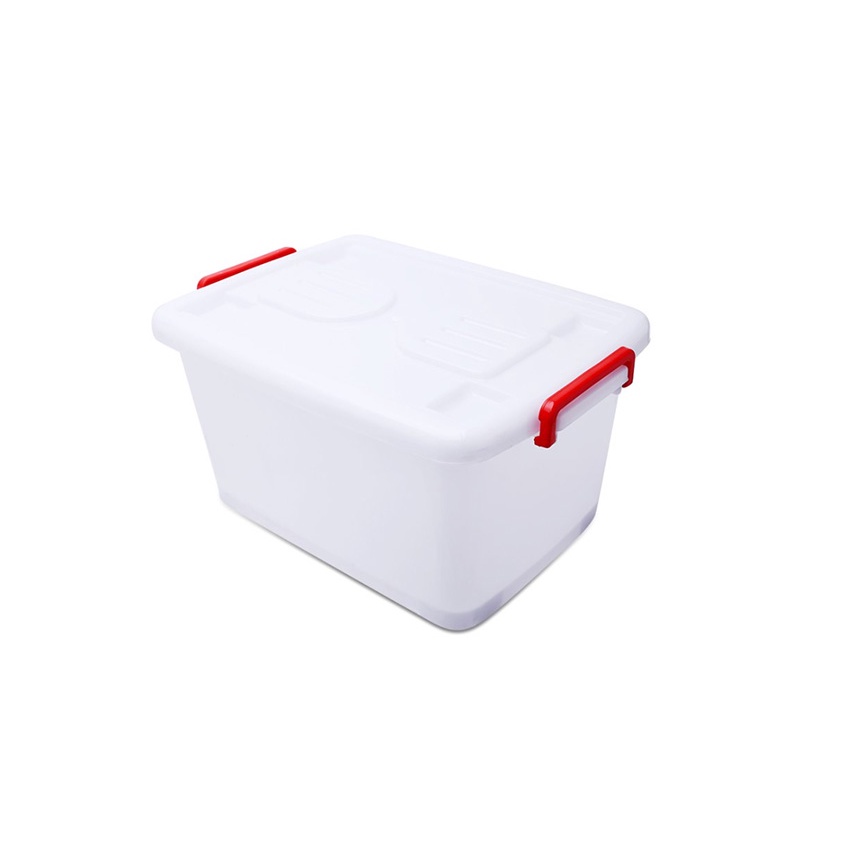 Thùng nhựa Duy Tân 55L đa năng - No.748 có nắp, trắng đục, có bánh xe - Hàng chính hãng