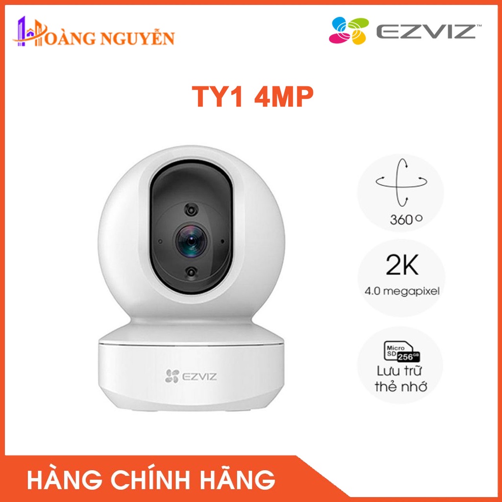 [NHÀ PHÂN PHỐI] Camera IP Wifi quay quét thông minh EZVIZ TY1 4MP - Hình ảnh sắc nét QHD - 2K - Đèn hồng ngoại quay đêm.