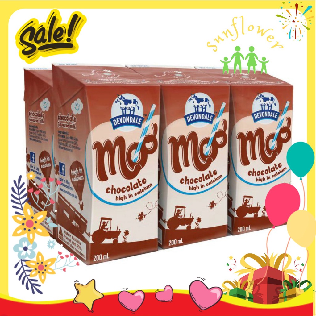 Sữa nước Devon Úc hàng nội địa Vị Socola, Dâu, Fullcream thùng 24hộp x200ml