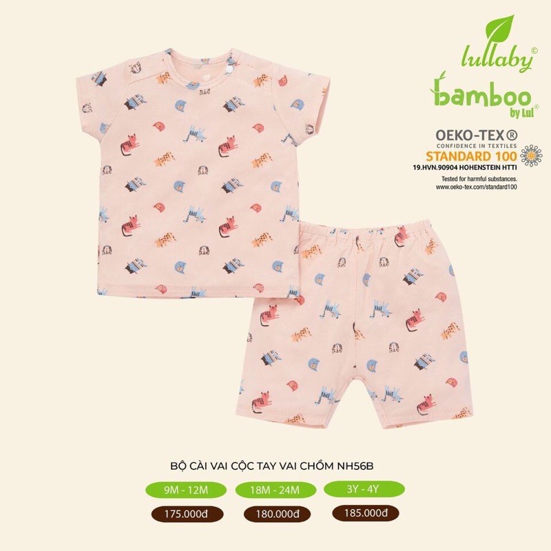 [LULLABY SALE ] Bộ cộc tay sợi tre Bamboo cài vai in hình