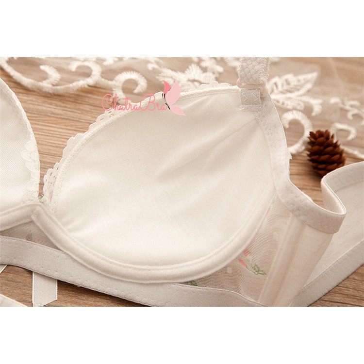 [Freeship 50k] Bộ đồ lót có gọng đệm vừa ôm nâng ngực thêu hoa viền đen | BigBuy360 - bigbuy360.vn