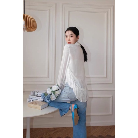 Áo sơ mi nữ Ulzzang Hàn Quốc BORA SHOP phối tua rua order