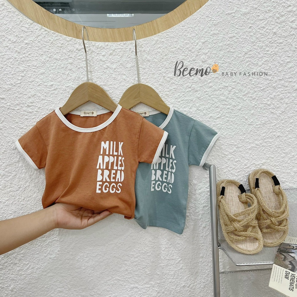Bộ cotton cộc tay mềm mát cho bé, bộ thun unisex cá tính Beemo
