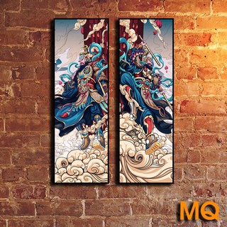 Combo 2 tranh thần hộ pháp size 20x60cm - ảnh nét, màu sắc đẹp, bo khung chắc chắn - tranh nhật cổ
