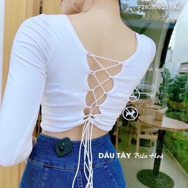 Áo tay dài cổ U đan dây sau lưng KHÔNG CÓ MÚT - A5NzS0 | BigBuy360 - bigbuy360.vn