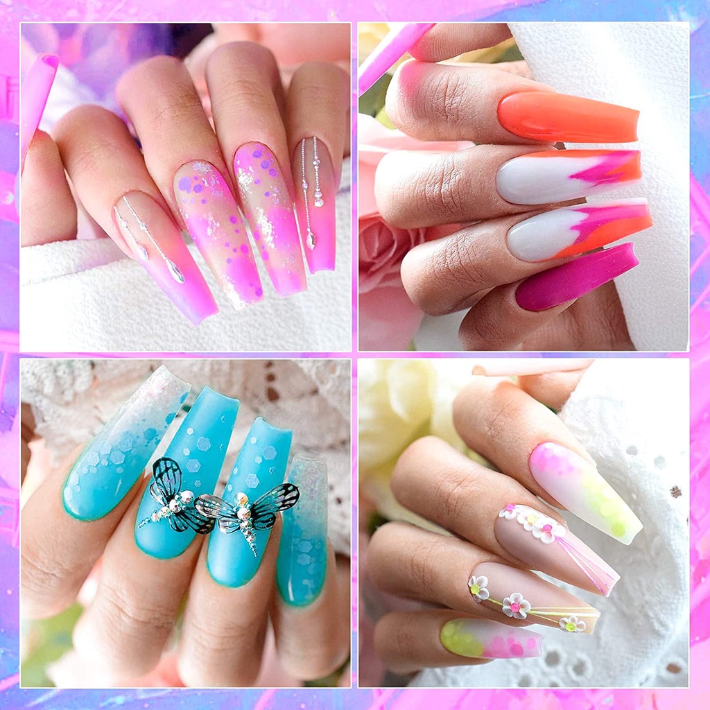 Set 100 Móng Tay Giả Trong Suốt Bằng Acrylic Diy