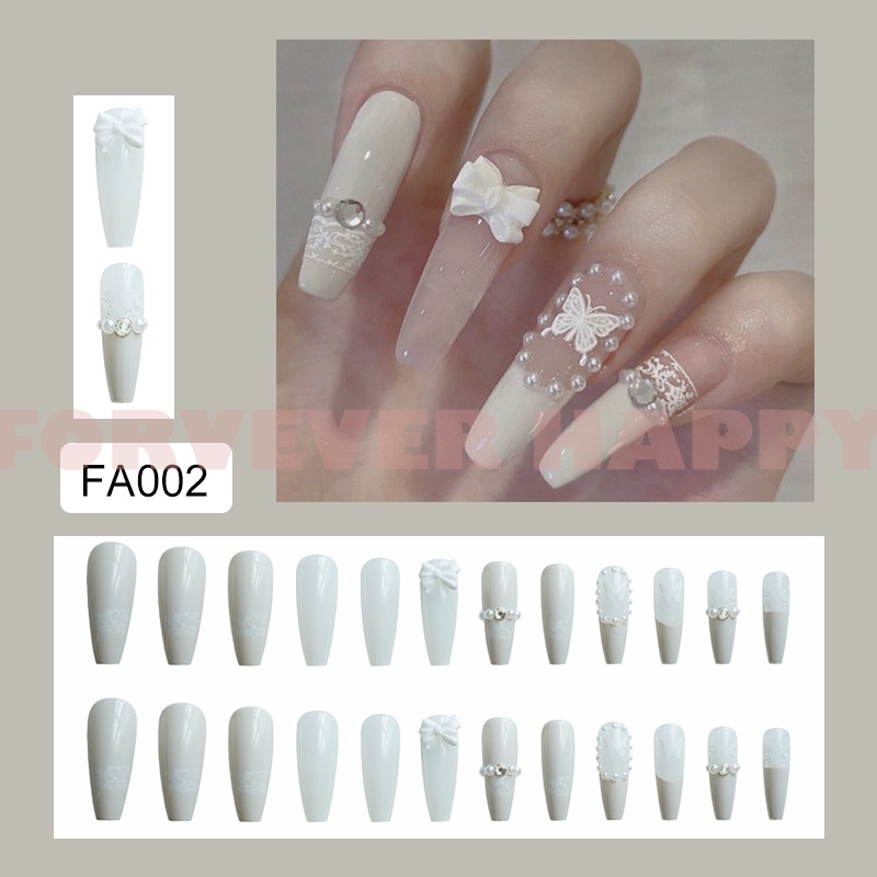 Bộ 24 móng tay giả dáng ngắn/ dáng dài nhiều mẫu tùy chọn thời trang cho trang trí móng tay nghệ thuật