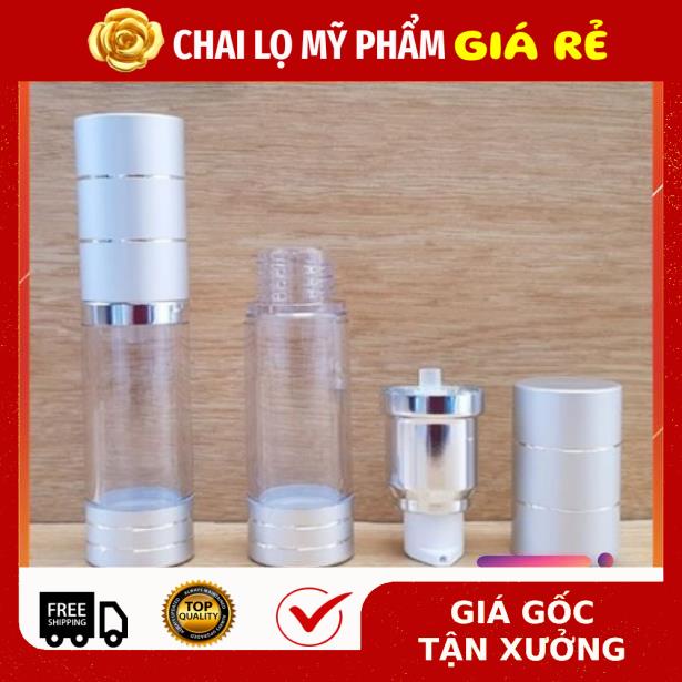 [RẺ VÔ ĐỊCH] Chai hút chân không trong suốt Nắp Bạc 15ml , chai xịt giọt chiết kem , phụ kiện du lịch