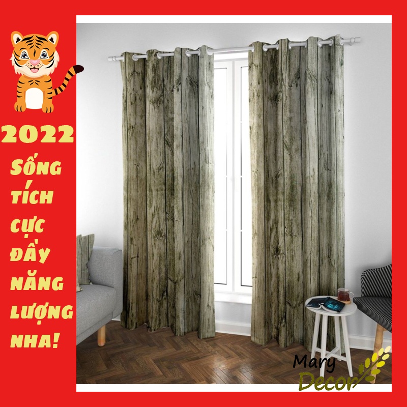 Rèm cửa sổ trang trí vải bố linen đẹp - họa tiết vân gỗ R-E10