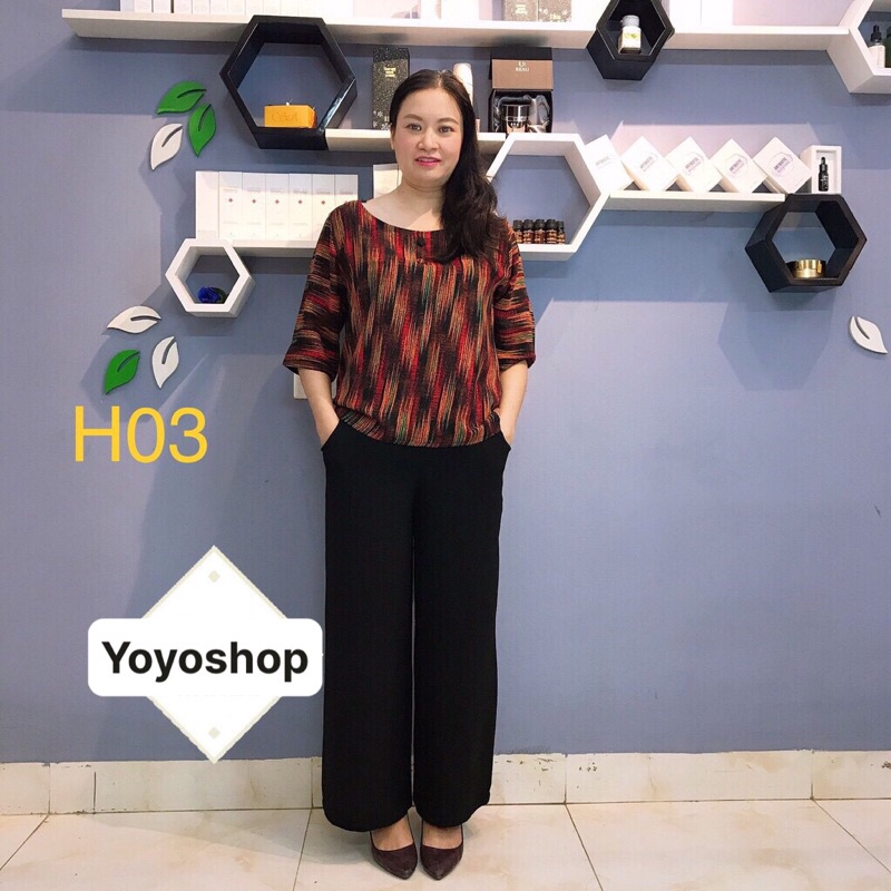 Bộ Đồ Trung Niên Cho Bà Cho Mẹ - Áo Lụa Hàn Châu Quần Tơ Đũi Yo Yo Cao Cấp