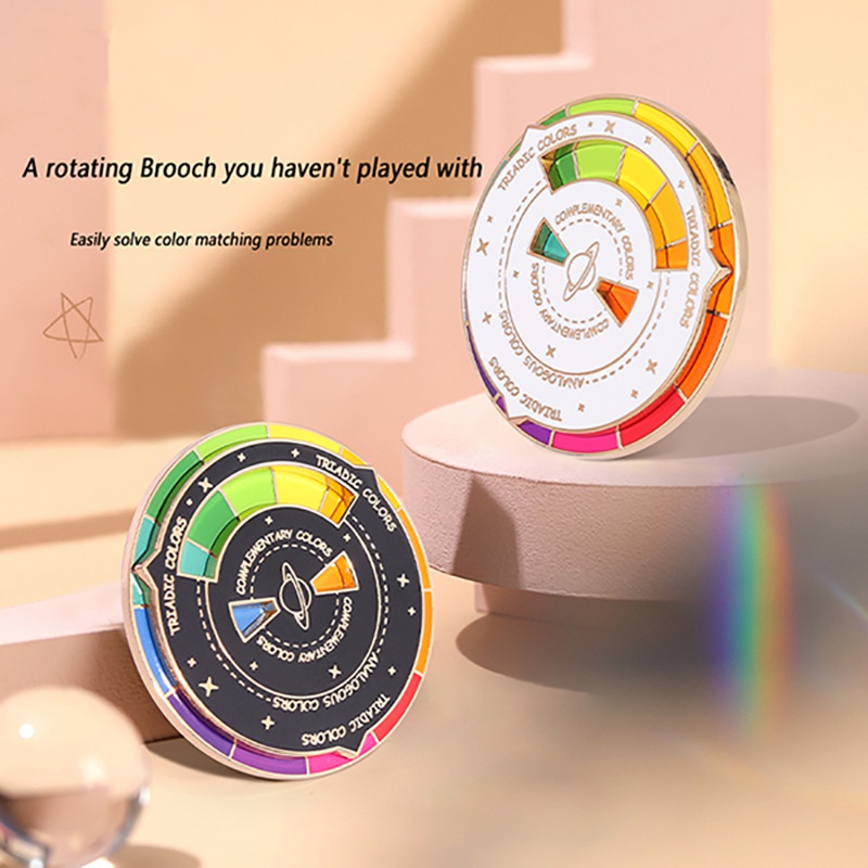 Ghim cài áo QIHE JEWELRY hình la bàn nhiều màu sắc độc đáo